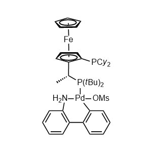 甲磺酸{(R)-(-)-1-[(S)-2-(二環己基膦)二茂鐵]乙基二叔丁基膦基}(2'-氨基-1,1'-聯苯-2-基)鈀(II)